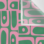 Mid Century Modern Piquet Abstract Multi Geometric Pattern in Retro Pink and Green Wall Tapestry Gallery Image 3