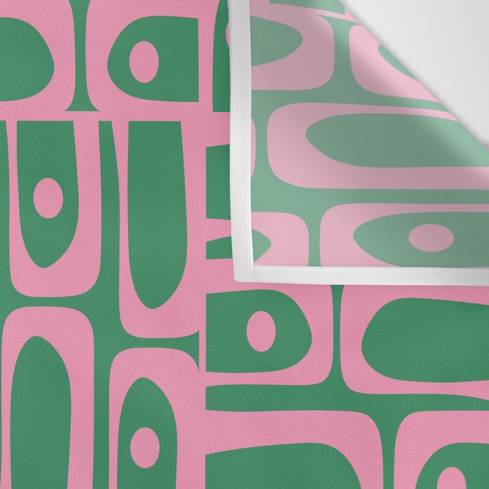 Mid Century Modern Piquet Abstract Multi Geometric Pattern in Retro Pink and Green Wall Tapestry Gallery Image 3