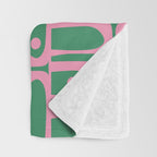 Mid Century Modern Piquet Abstract Multi Geometric Pattern in Retro Pink and Green Throw Blanket Gallery Image 3