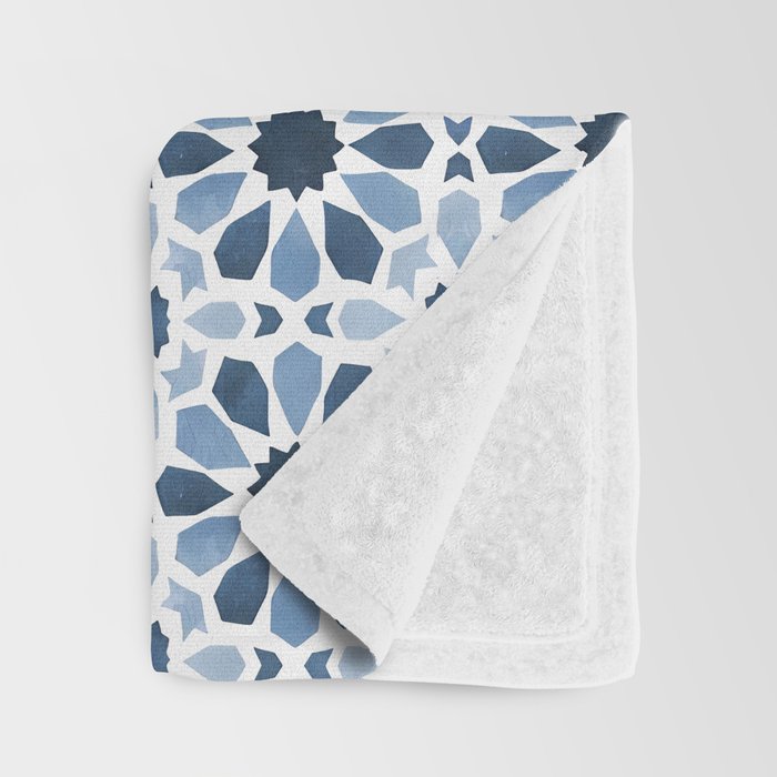 Watercolor Zellige Harmony Throw Blanket Gallery Image 3