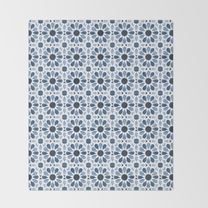 Watercolor Zellige Harmony Throw Blanket Gallery Image 2