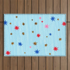 Celestial Star Twinkle in Sky Blue Watercolor Outdoor Rug Gallery Image 1