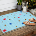 Celestial Star Twinkle in Sky Blue Watercolor Outdoor Rug Gallery Image 2