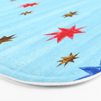 Celestial Star Twinkle in Sky Blue Watercolor Bath Mat Gallery Image 3