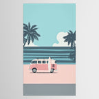 Surfer Graphic Beach Palm-Tree Camper-Van Art Tablecloth Gallery Image 2