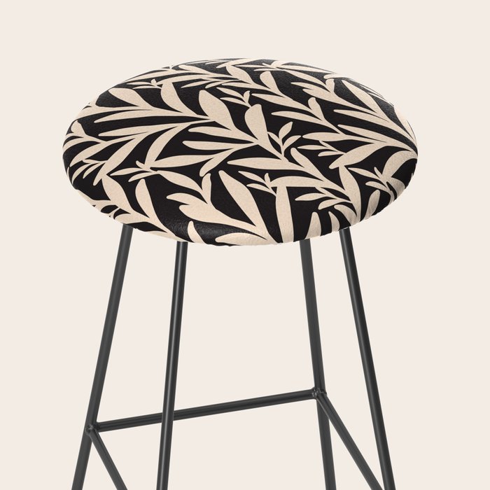 Black and White Leaves 2  Stool Gallery Image 2