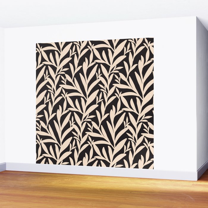 Black and White Leaves 2  Wall Mural Gallery Image 2