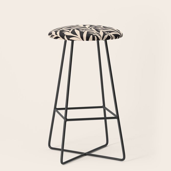 Black and White Leaves 2  Stool Gallery Image 1
