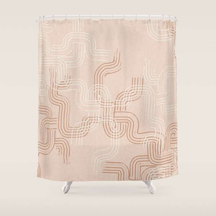calming essentials traces pale mocha mousse Shower Curtain Gallery Image 1