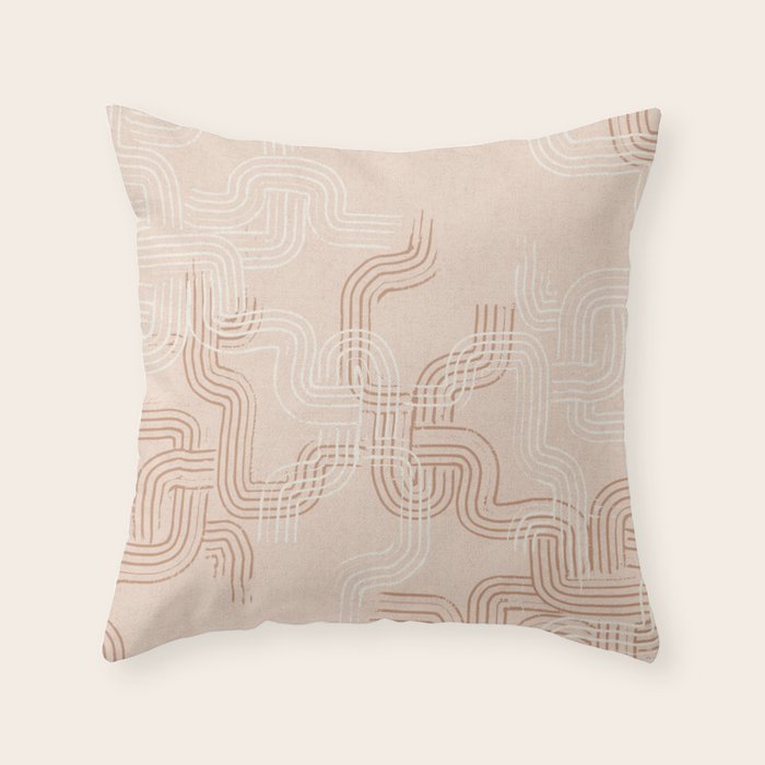 calming essentials traces pale mocha mousse Throw Pillow Gallery Image 1