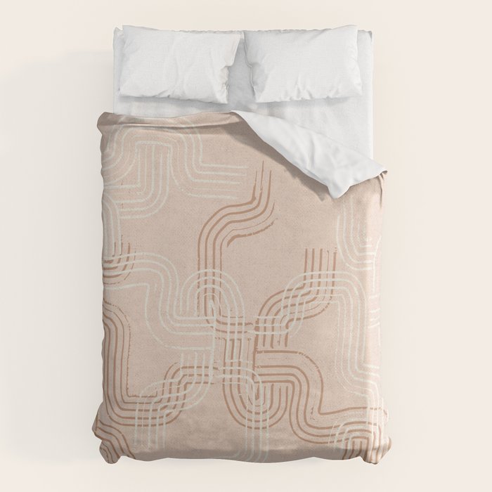 calming essentials traces pale mocha mousse Duvet Cover Gallery Image 1