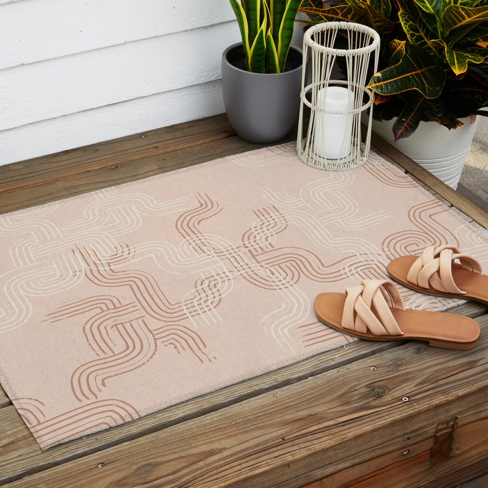 calming essentials traces pale mocha mousse Outdoor Rug Gallery Image 2