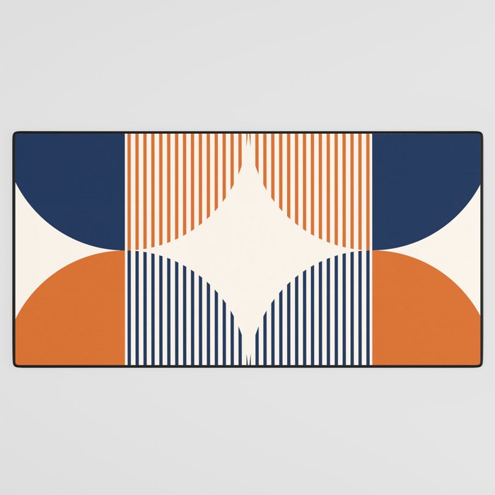 Abstraction Shapes 135 in Navy Blue Orange (Moon Phase Abstract)  Desk Mat Gallery Image 3