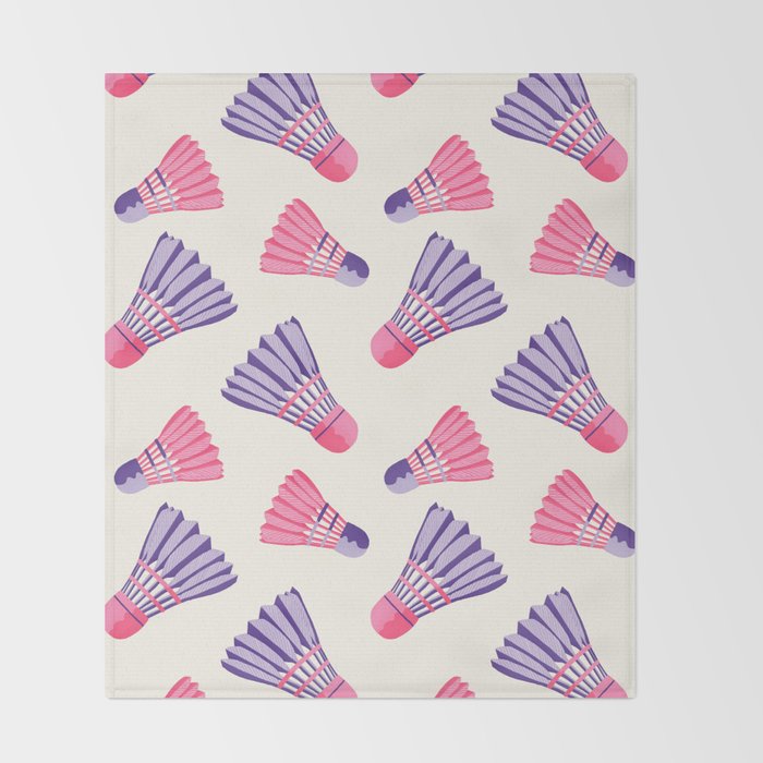 Pink and purple badminton birdies Throw Blanket Gallery Image 2