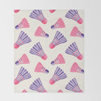 Pink and purple badminton birdies Throw Blanket Gallery Image 2