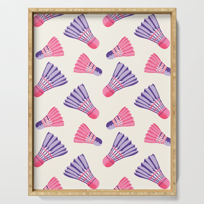 Pink and purple badminton birdies Serving Tray Gallery Image 1