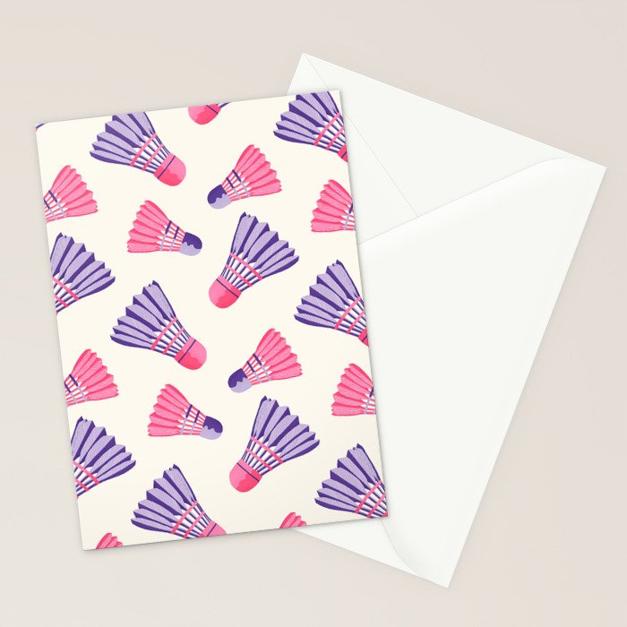 Pink and purple badminton birdies Stationery Card Gallery Image 2