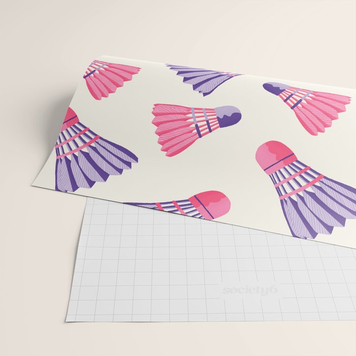 Pink and purple badminton birdies Wrapping Paper Gallery Image 2