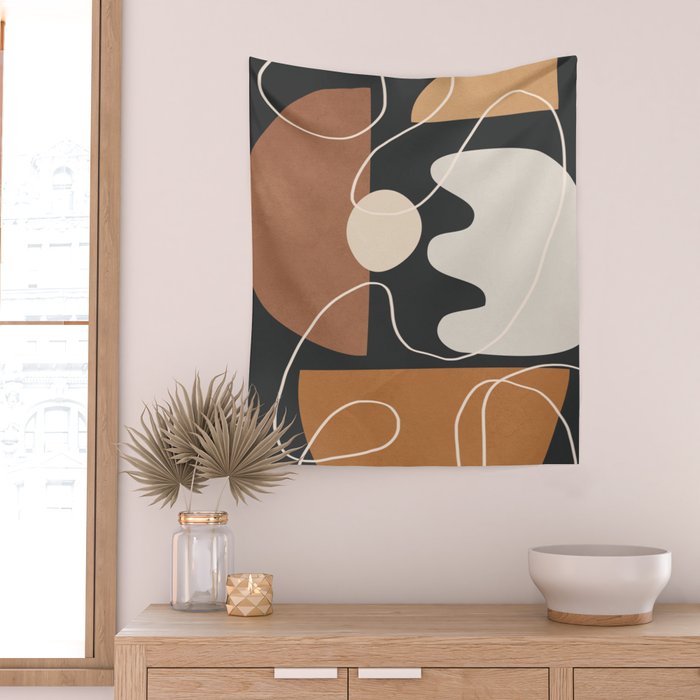 Minimal Colorful Abstract Shapes 5 Wall Tapestry Gallery Image 2