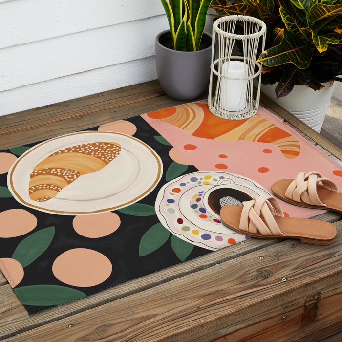 Coffee and Croissant Outdoor Rug Gallery Image 2