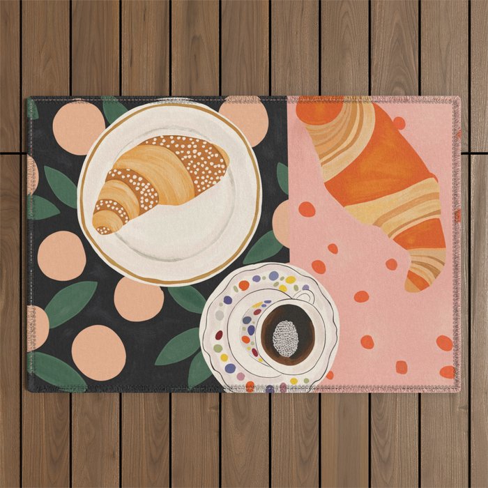 Coffee and Croissant Outdoor Rug Gallery Image 1