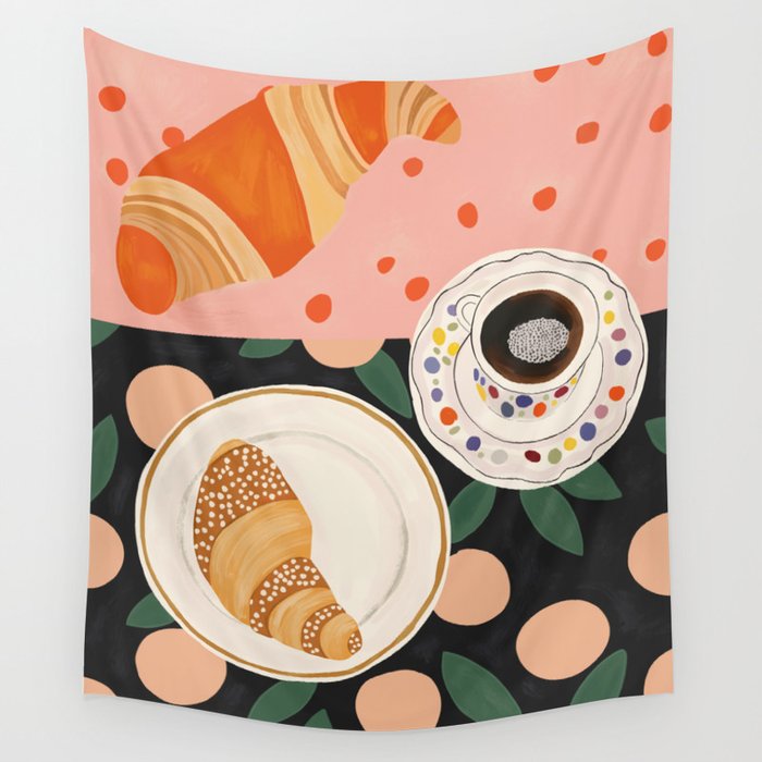 Coffee and Croissant Wall Tapestry Gallery Image 4