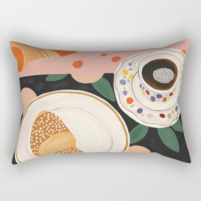Coffee and Croissant Rectangular Pillow Gallery Image 2