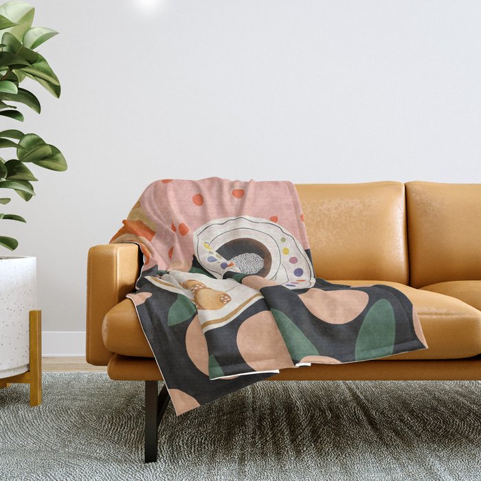 Coffee and Croissant Throw Blanket Gallery Image 1