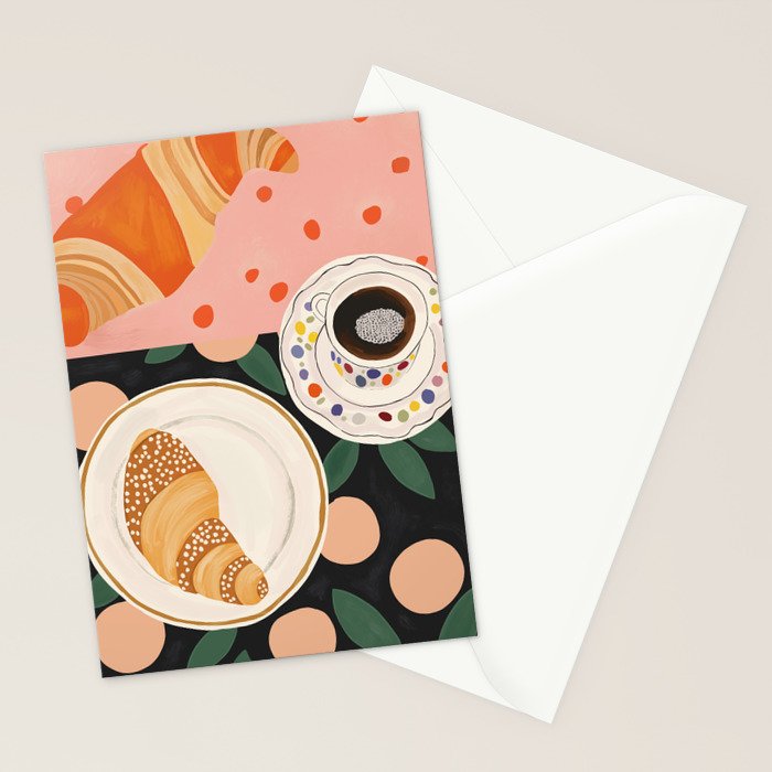 Coffee and Croissant Stationery Card Gallery Image 2