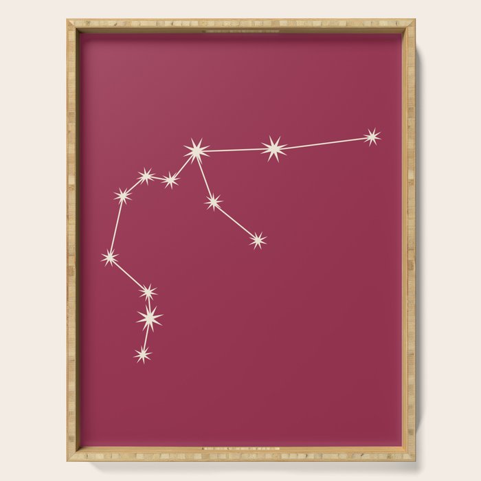 Aquarius Zodiac Star Constellation Line Art Pink Serving Tray Gallery Image 1