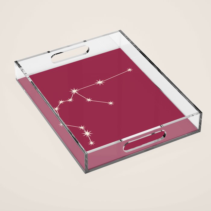 Aquarius Zodiac Star Constellation Line Art Pink Acrylic Tray Gallery Image 1