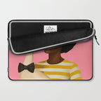 Stylish Woman Holding Goose in Striped Dress Laptop Sleeve Gallery Image 2