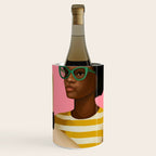 Stylish Woman Holding Goose in Striped Dress Wine Chiller Gallery Image 1