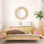 Stylish Woman Holding Goose in Striped Dress Duvet Cover Gallery Image 3