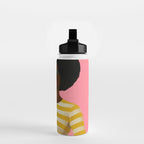 Stylish Woman Holding Goose in Striped Dress Water Bottle Gallery Image 2