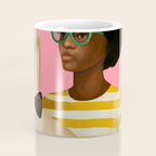 Stylish Woman Holding Goose in Striped Dress Coffee Mug Gallery Image 4