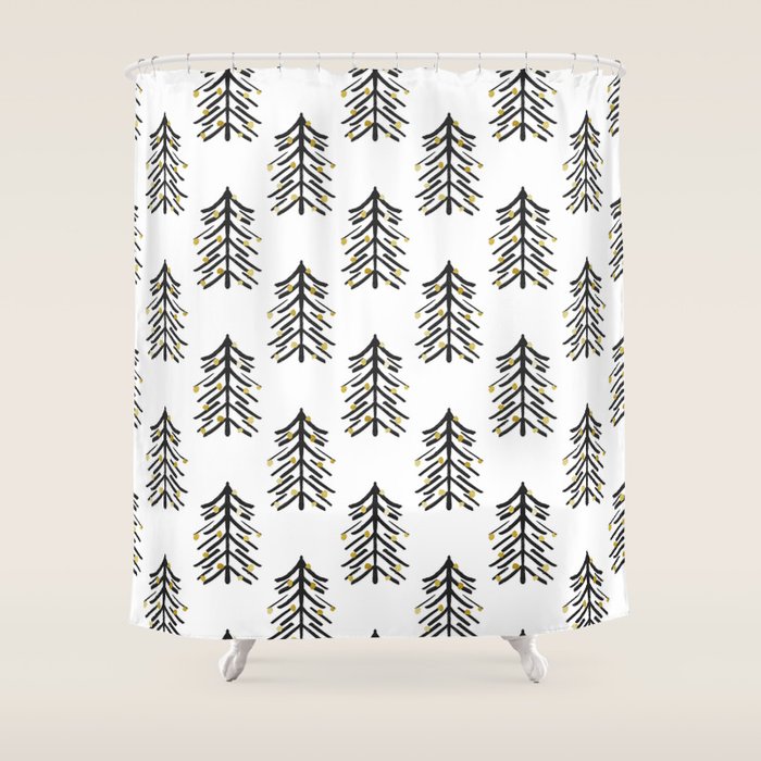 Black and gold spiky tree Shower Curtain Gallery Image 1
