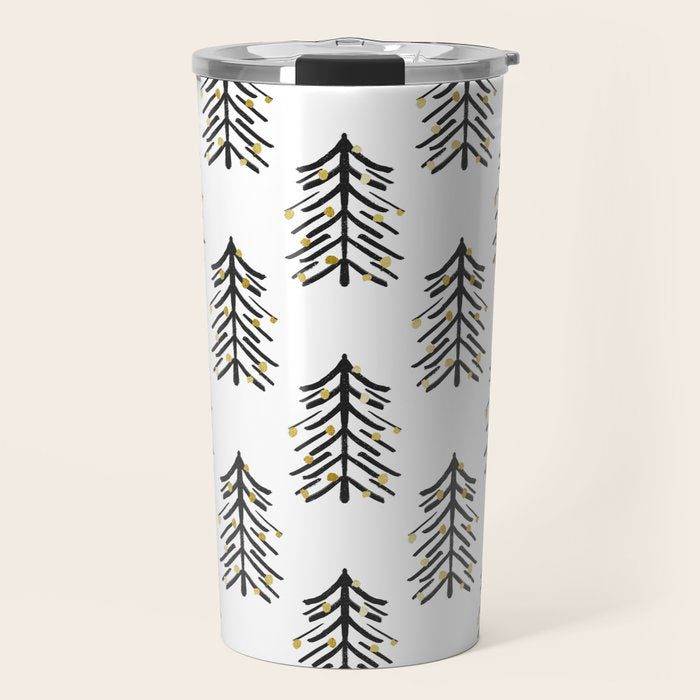 Black and gold spiky tree Travel Mug Gallery Image 1
