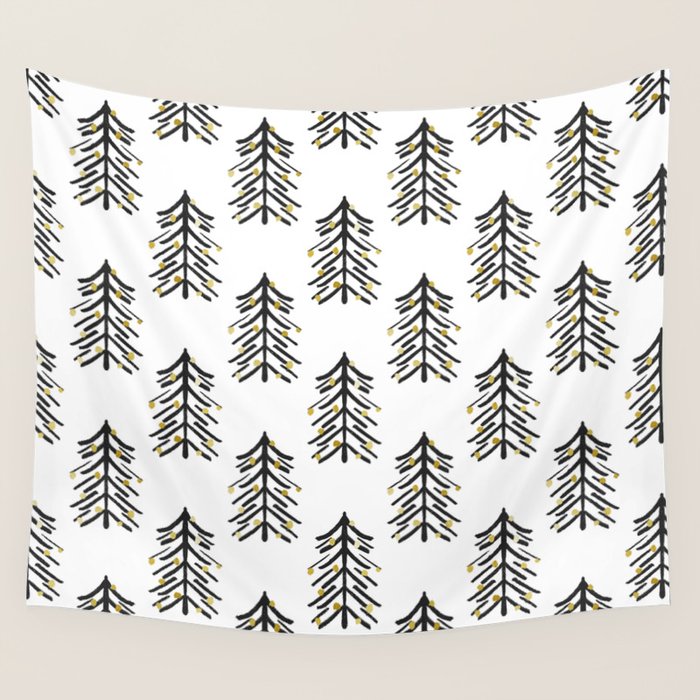 Black and gold spiky tree Wall Tapestry Gallery Image 4