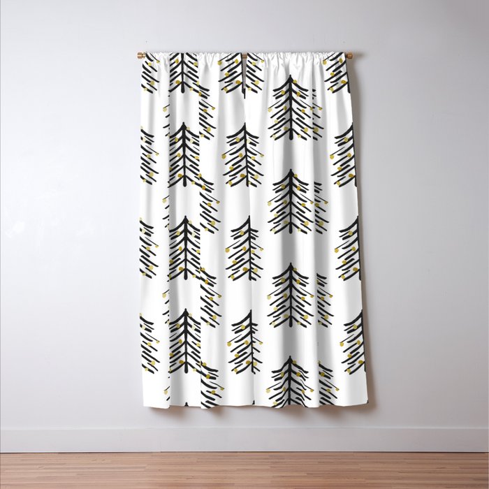 Black and gold spiky tree Window Curtain Gallery Image 3