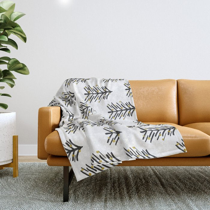 Black and gold spiky tree Throw Blanket Gallery Image 1