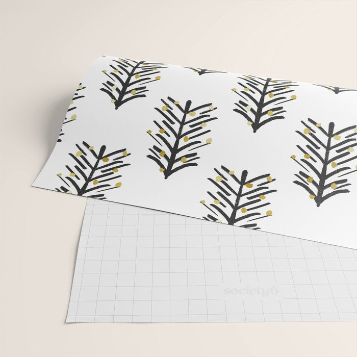 Black and gold spiky tree Wrapping Paper Gallery Image 2