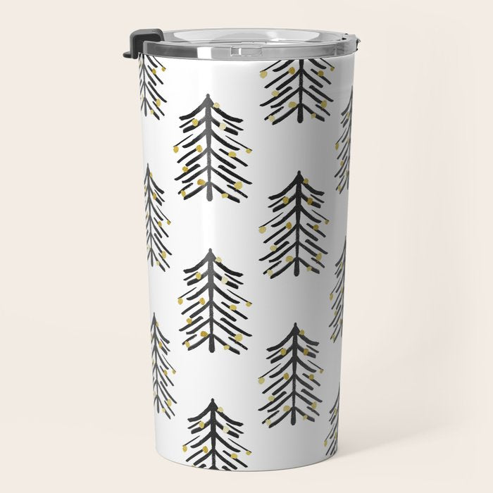 Black and gold spiky tree Travel Mug Gallery Image 3
