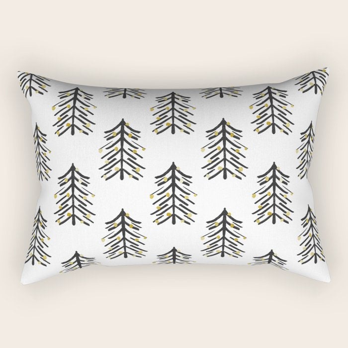 Black and gold spiky tree Rectangular Pillow Gallery Image 2