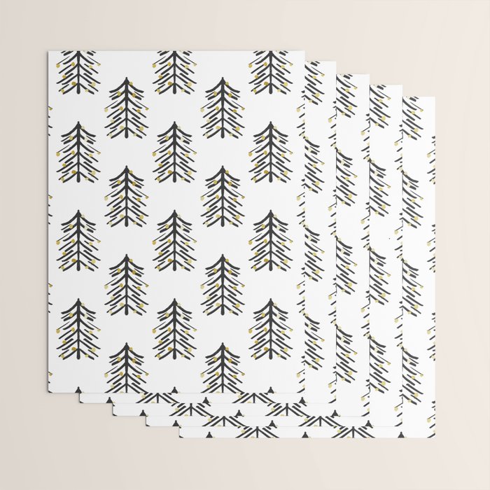 Black and gold spiky tree Wrapping Paper Gallery Image 3