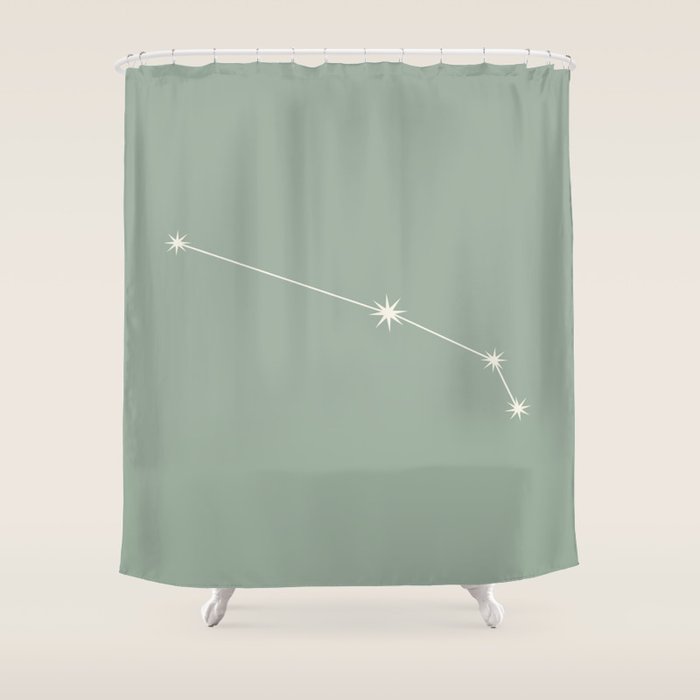Aries Zodiac Star Constellation Line Art Soft Sage Shower Curtain Gallery Image 1