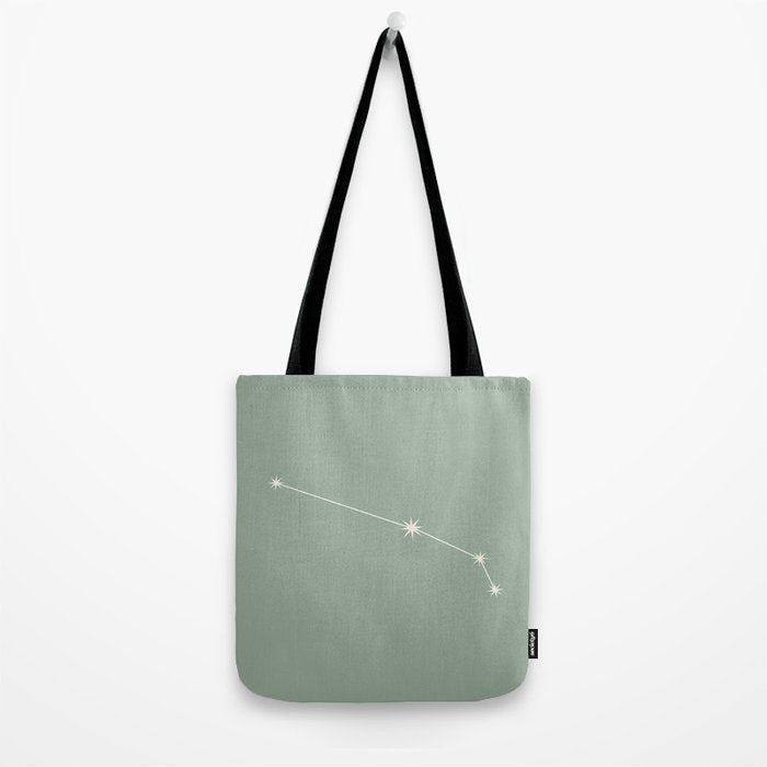 Aries Zodiac Star Constellation Line Art Soft Sage Tote Bag Gallery Image 2