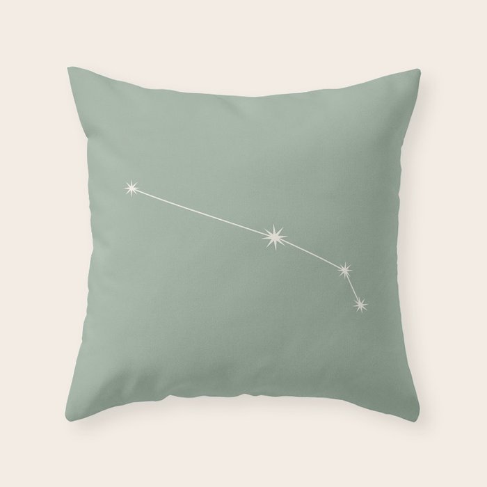 Aries Zodiac Star Constellation Line Art Soft Sage Throw Pillow Gallery Image 1