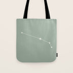 Aries Zodiac Star Constellation Line Art Soft Sage Tote Bag Gallery Image 1