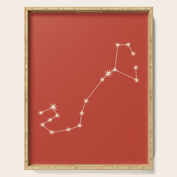 Scorpio Zodiac Star Constellation Line Art Red Serving Tray Gallery Image 1